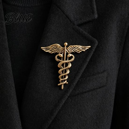 Sweater Brooch Pin Angel Wing Entwined Snake Brooch Vintage Alloy Lapel Collar Pin Suit Accessory Men Women Jewelry Accessories for Dress Coat Scarf