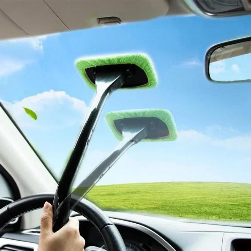 Car Glass Window Cleaning Brush Kit Towel Cars Windshield Wash Tool Skylight Long Handle Wash Tool Auto Glass Wiper for Car Body