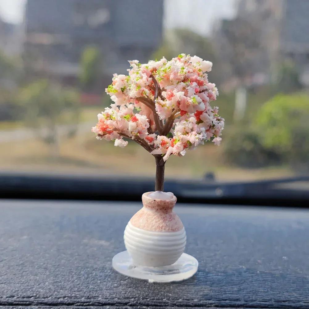 New Mini Tree Car Ornaments Center Console Decoration Car Mounted Plant Accessories Simulated Flower Decoration Cute Ornaments
