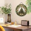 Wooden Christmas Sign with Christmas Tree Pattern - Navidad Round Sign for Front Door Wall Hanging Decor - Ideal Christmas Decoration
