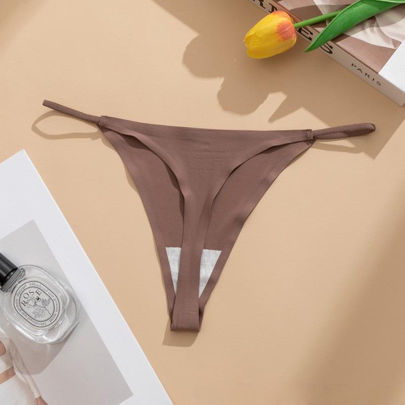 Seamless Ice Silk T-back Panties: Sexy, Thin Strap, Plus Size Women's Underwear