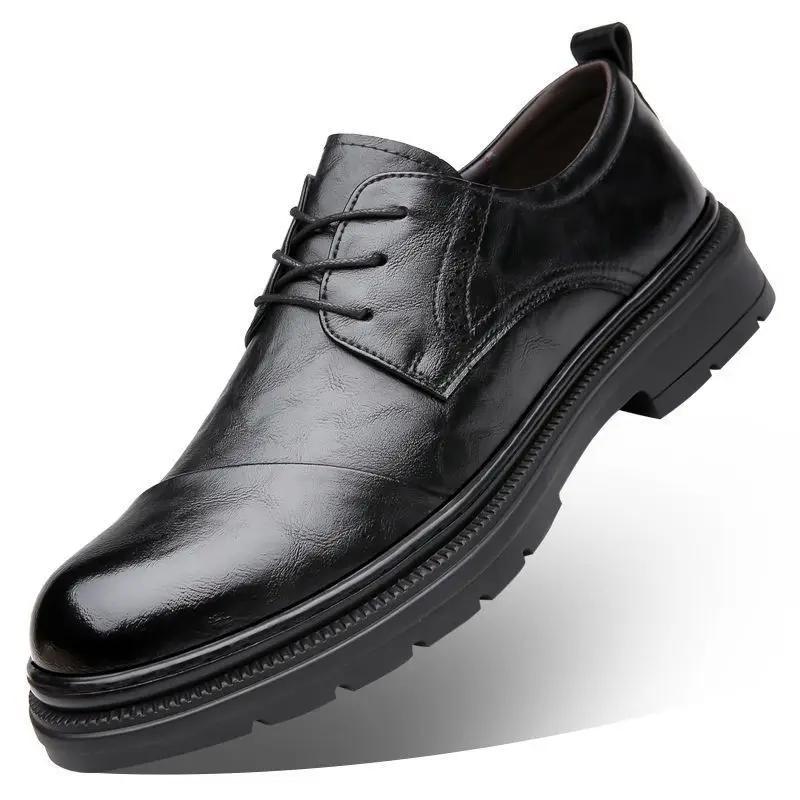 

Fashion Height Increasing Low-Top Male Casual Shoe British Style Black On Sale Classic Original Footwear Offer Pu Men s Leather Shoes 44