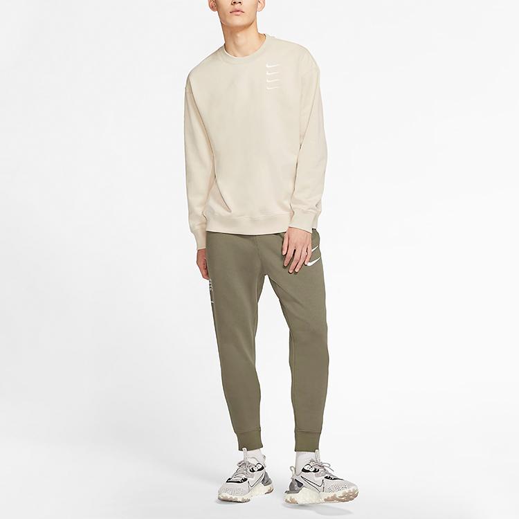 Nike French Terry Swoosh Crewneck Sweatshirt Men Tops Oatmeal DB9408-122
