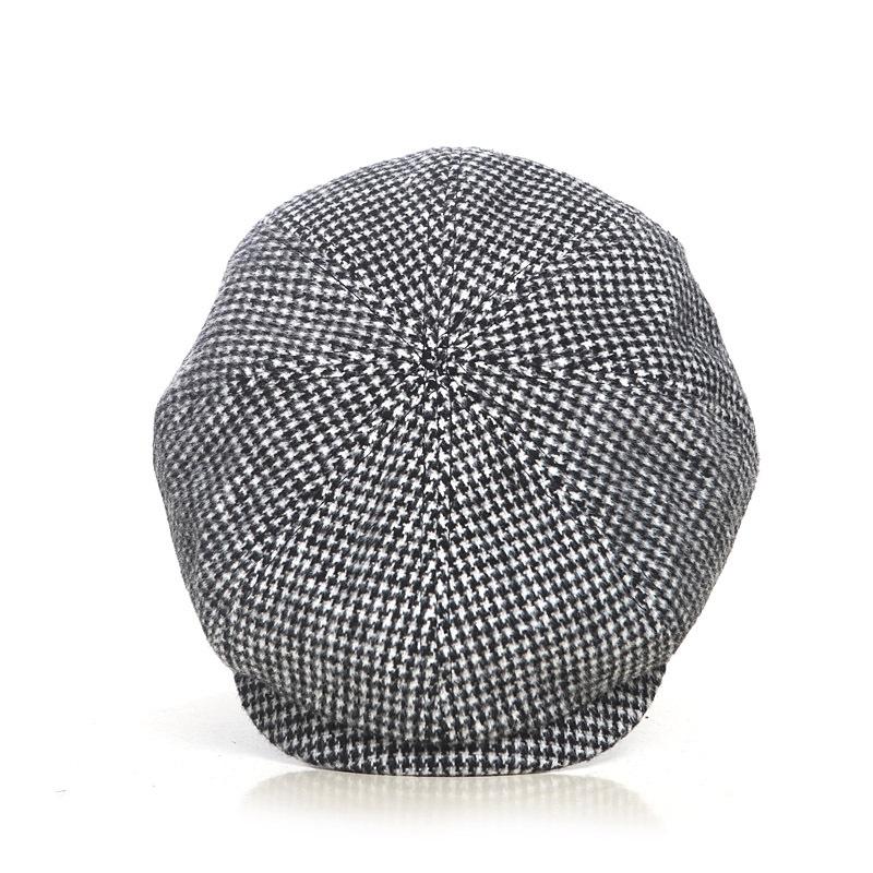 Autumn and winter parent-child children's beret adult color matching octagonal hat men's and women's thousand bird grid forward hat versatile