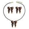 Leopard Print Bow Pendant Necklace Earring Set Retro Charm Exquisite Sweater Chain Best-selling In Autumn and Winter