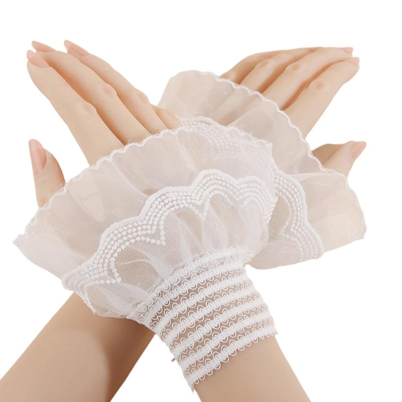 

Lace Trim Sleeves Anime Detail Party Prom Masquerades Hand Sleeve Fashion Role Playing School Activities Costume Use 1 білий