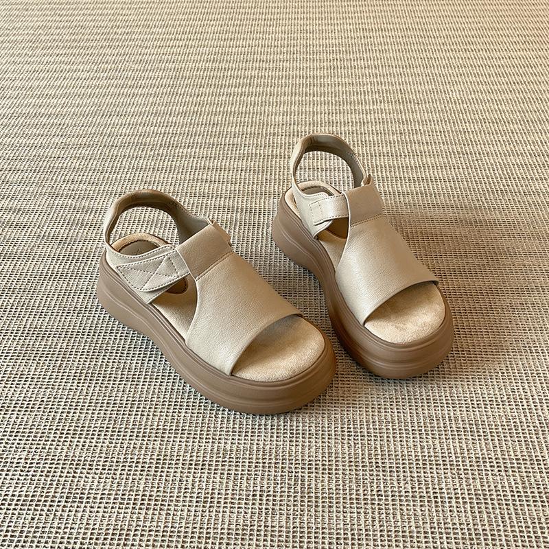 Spot! Xiaohongshu popular retro thick-soled sandals women's new summer heightened flat-soled soft-soled sandals are not tired