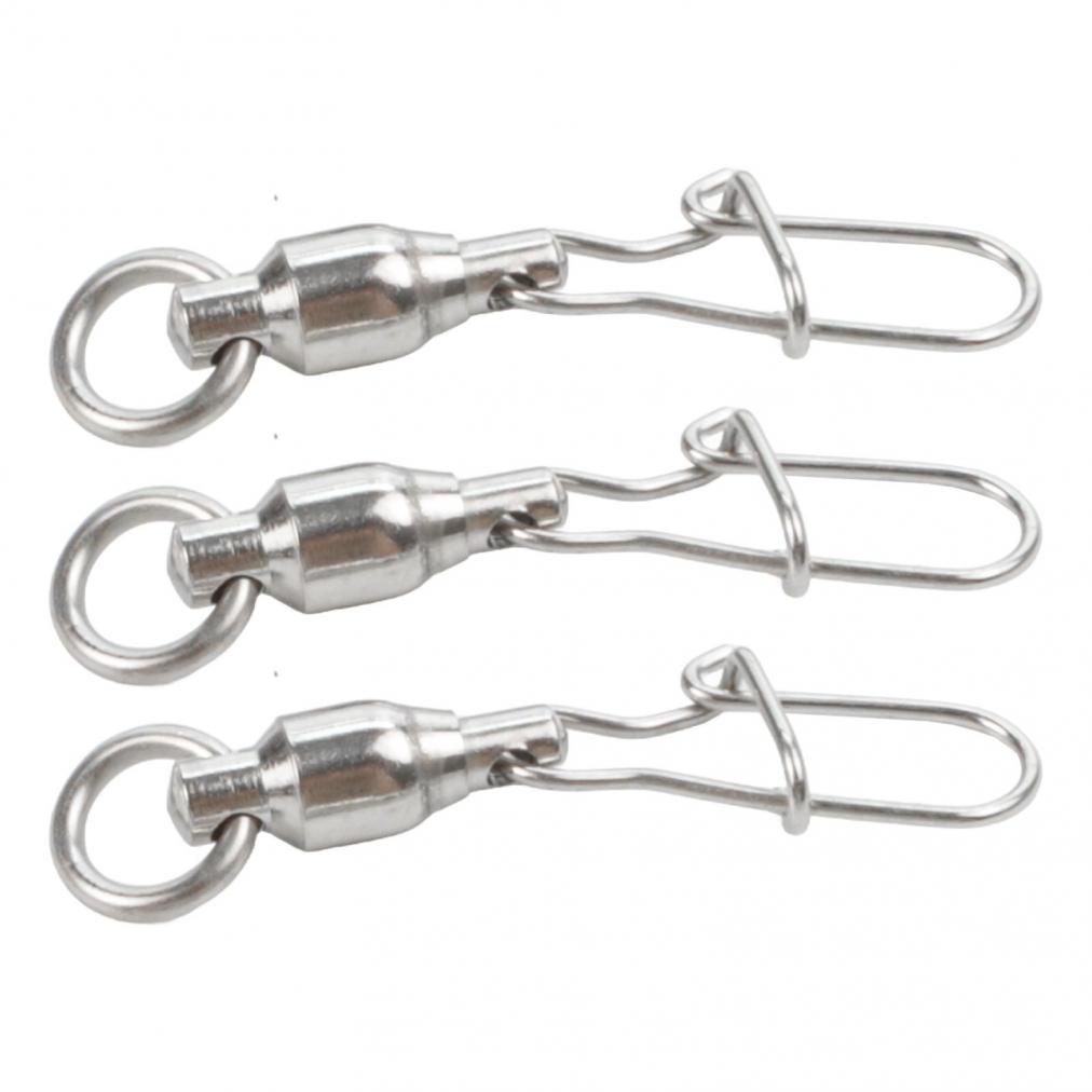 Stainless Steel Fishing Swivel Snap Connectors 3 Sizes 10 Pieces for Angling