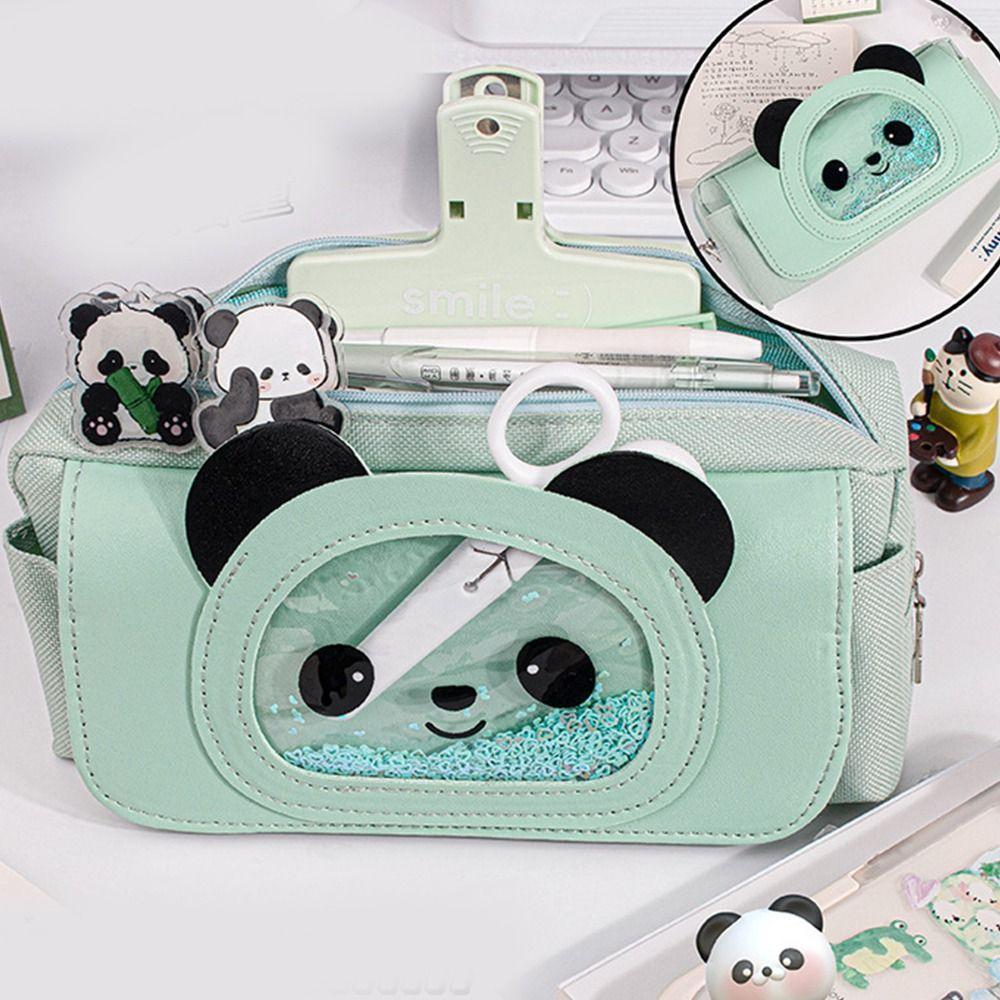 

High Beauty Stationery Storage Bag Korean Cartoon Pencil Bag Panda Pen Bag Primary School Student