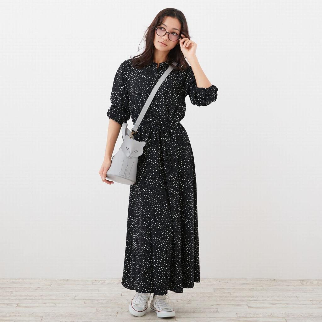 Schulter-Tragetasche aus Synthetikleder mit Katzenmotiv [Rootote] EU.Deli.2way.neco (beige)