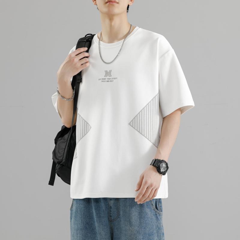 Summer Short-Sleeved T-shirt Men's New Summer Top Loose Half-Sleeve T-shirt Boys Clothes Trendy Handsome