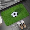 Soccer Field Pattern Door Mat Football Stadium Design Rug, Non Slip Sports Themed Floor Mat for Home Bathroom and Bedroom Decor