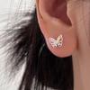 Exquisite Colorful Rhinestone Butterfly Stud Earrings: Light Luxury & Versatile Design for Women