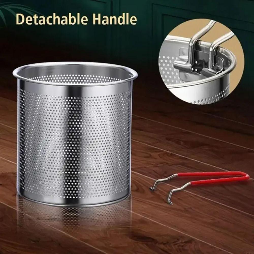 1Set with Strainer Deep Fryer Pot 304 Stainless Steel Universal Fryer Pan Basket Oil-saving 1.2L Kitchen Pot