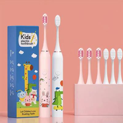 Child Sonic Electric Toothbrush Colorful Cartoon for Kids Children Smart Tooth Brush Rechargeable Waterproof with Replace Heads