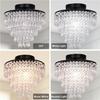 Crystal Lights LED Ceiling Light Modern Round Crystal Light Black Ceiling Light for Bedroom, Living Room, Hallway