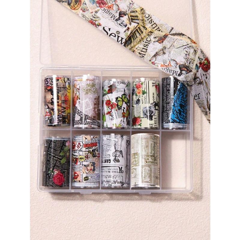 10pcs/Box Leopard Print Nail Art Transfer Foils Nail Accessories DIY Nail Stickers Nail Art Supplies