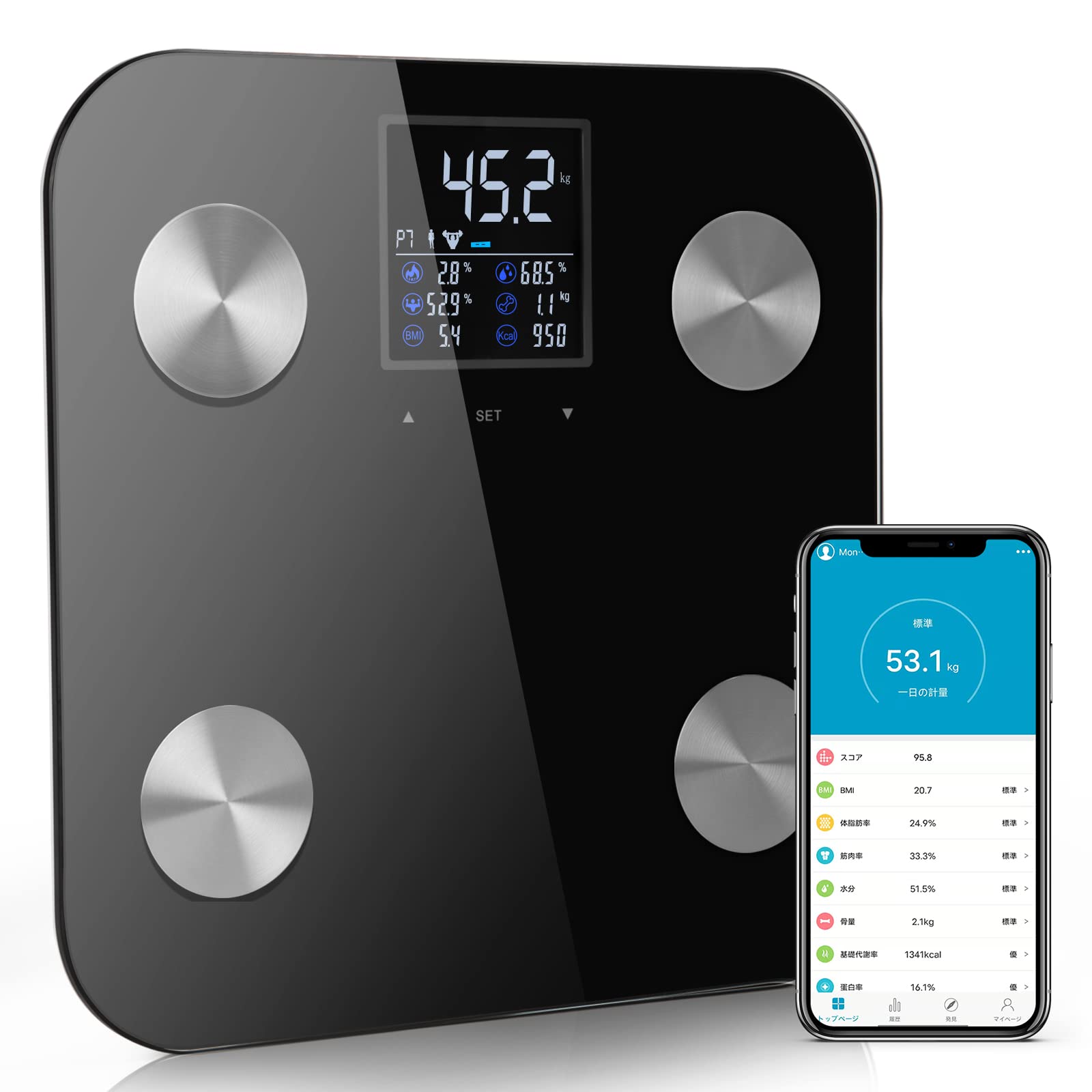

CosySun Вага Склад тіла Склад тіла Смартфон Bluetooth Високий загартований Мультиноміальний Здоров’я Японське ожиріння До японської Інструкція чорний