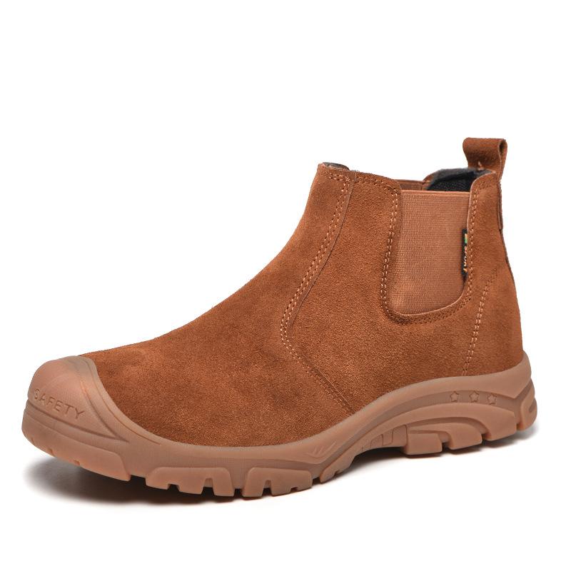 Men  Shoes Steel Toe Breathable Cow Suede Work Shoes Non-Slip Anti-Smashing And Piercing Work  Boots Direct Delivery 35