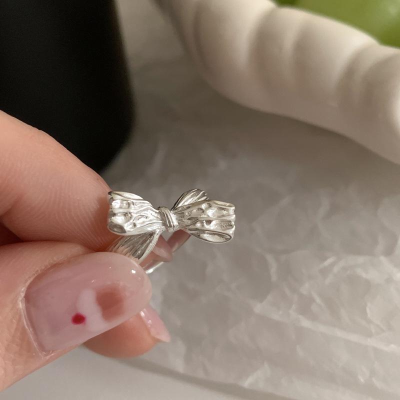 Distinctive Geometric Design Adjustable Ring For Women With Trendy Korean Style Knot Butterfly Theme