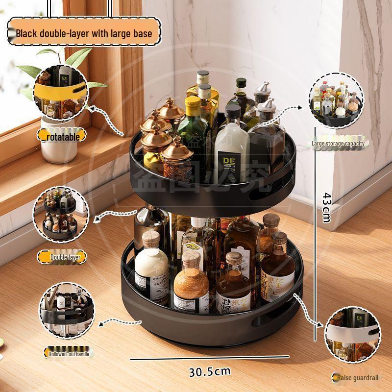 Multi-Layer Rotating Kitchen Seasoning Rack for Countertop Bottle and Jar Storage