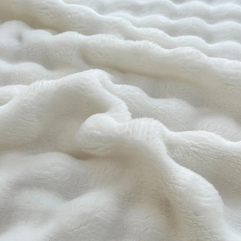 Solid Thickened Bubble Velvet Blanket Super Soft Cozy Flannel Sofa Cover Blanket Single Double Office Nap Air Conditioning Shawl