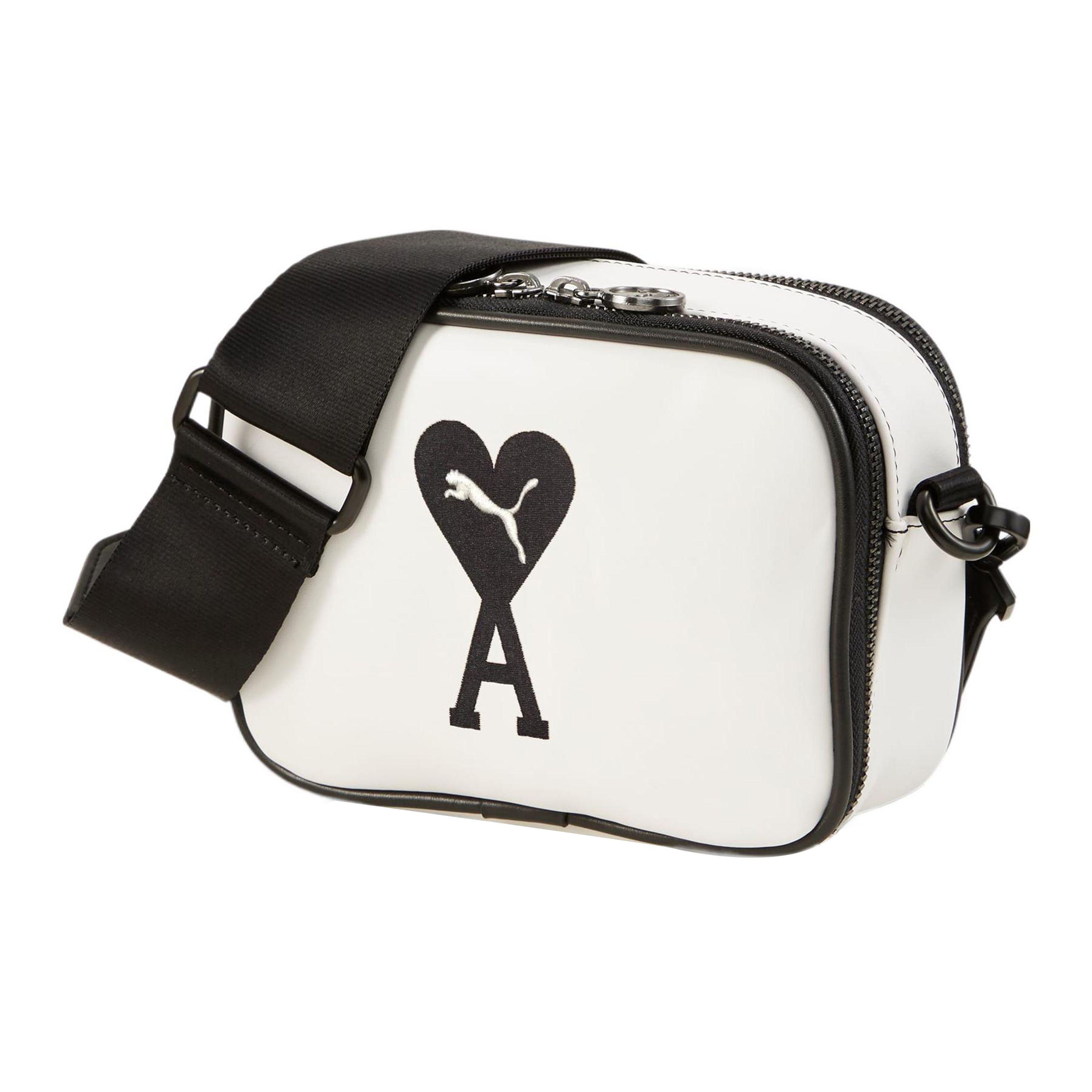 

Puma X Ami Paris Collaboration Sports Casual Large Logo Zipper Closure Polyurethane Small Square Camera Shoulder Crossbody Bag Unisex bags 078907-01 White