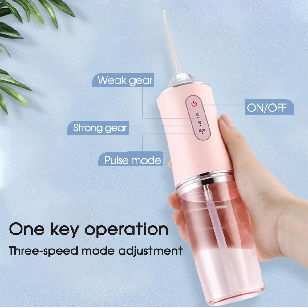 Water Flosser Munddusche USB Wiederaufladbar 220ml 3 Modi Tragbar Zahnwasserbehälter für Zähne Wasserdicht Zahnreiniger Flosser