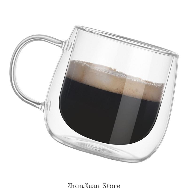 3XUF Glass Cup for Hot Or Cold Beverages 250ml Capacity Double Walled Coffee Mug Elegant Espresso Glassware for Home Use