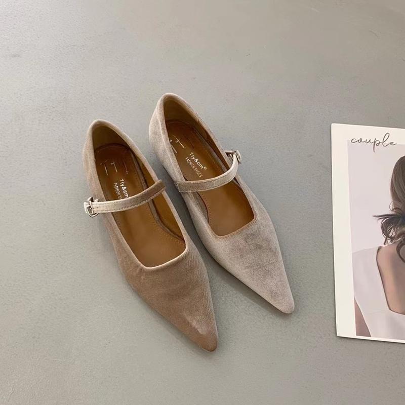 Fashion SUOJIALUN 2024 Autumn Women Flat Shoes Fashion Pointed Toe Ladies Elegant Mary Jane Shoes Soft Flat Heel Outdoor Drees Ballerina