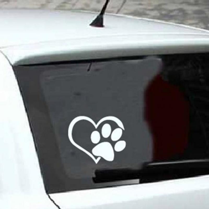 Love Heart Dog Paw Footprint Highly Reflective Sticker for Car Window Bumper Night Driving Warning Sign Reflector Animal Decal