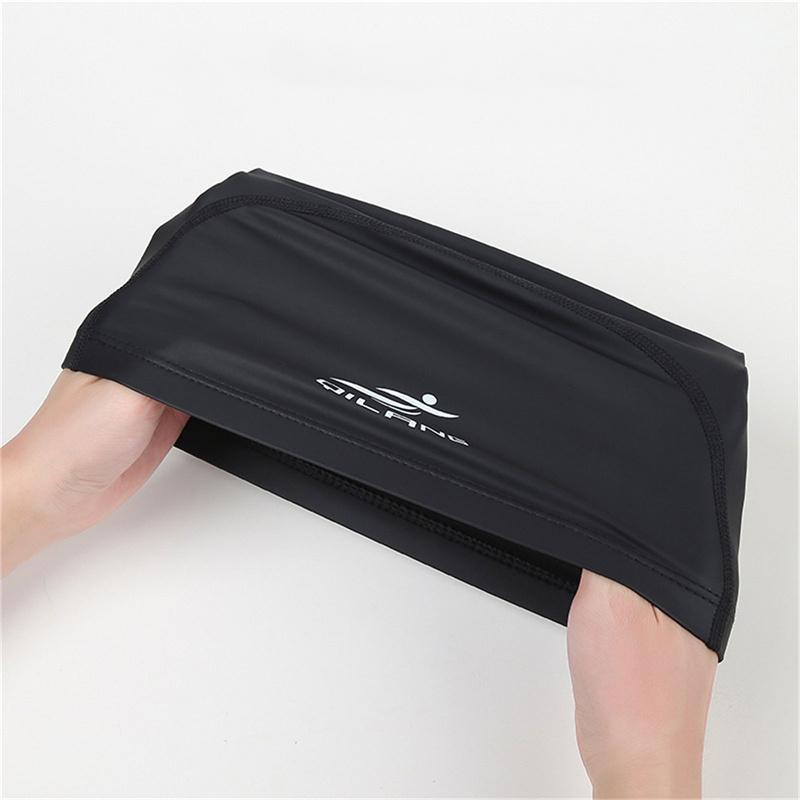 Adult Elastic Waterproof PU Protect Ears Long Hair Sports Solid Swimming Caps For Men Women
