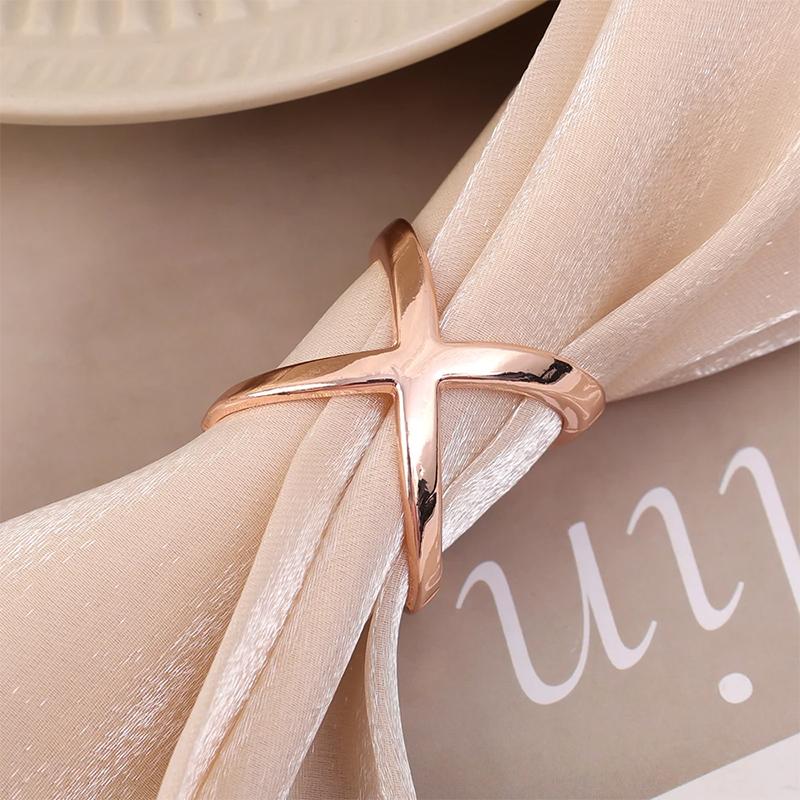 Simple Cross Scarf Clip X Shape Metal Brooches For Women Hollow Bow Scarves Buckle Holder Shawls Jewelry Clothing Accessories