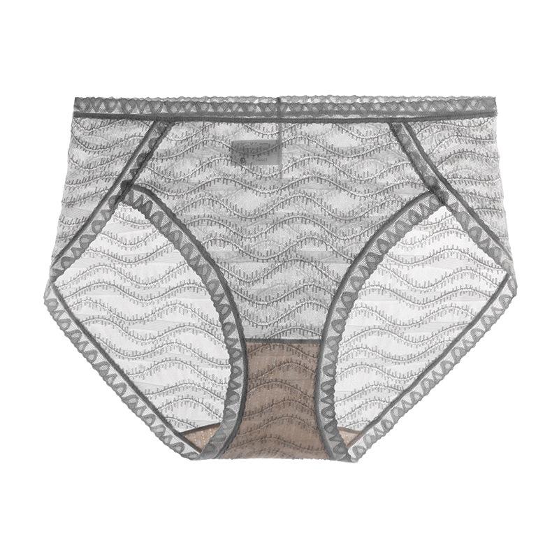 Dámské ultratenké prodyšné, rychleschnoucí antibakteriální dámské trojúhelníkové kalhoty s vysokým rozparkem sexy krajkové spodní prádlo