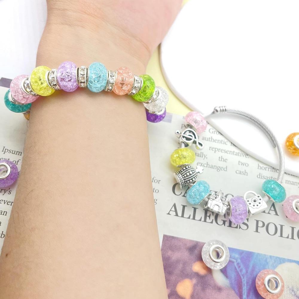 12/30/60PCS European Large Hole Lampwork Spacer Beads Assorted European Craft Beads Mixed Color for DIY Necklace Bracelet Jewelry Making