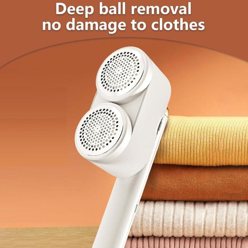 Efficient Double Head Fabric Shaver Powerful Motor Delinter USB Rechargeable Pilling Remover for Various Garments