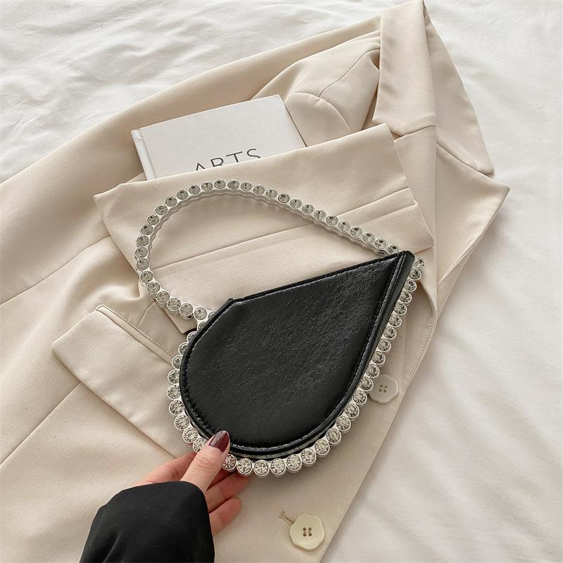 Xiaohongshu same niche design celebrity rhinestone love banquet handbag French dinner bag women 2025