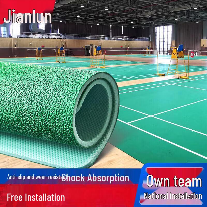 JEEANLEAN Cloud Comfort 5.0 Movable PVC Badminton Court Mat with 80kg Net Post