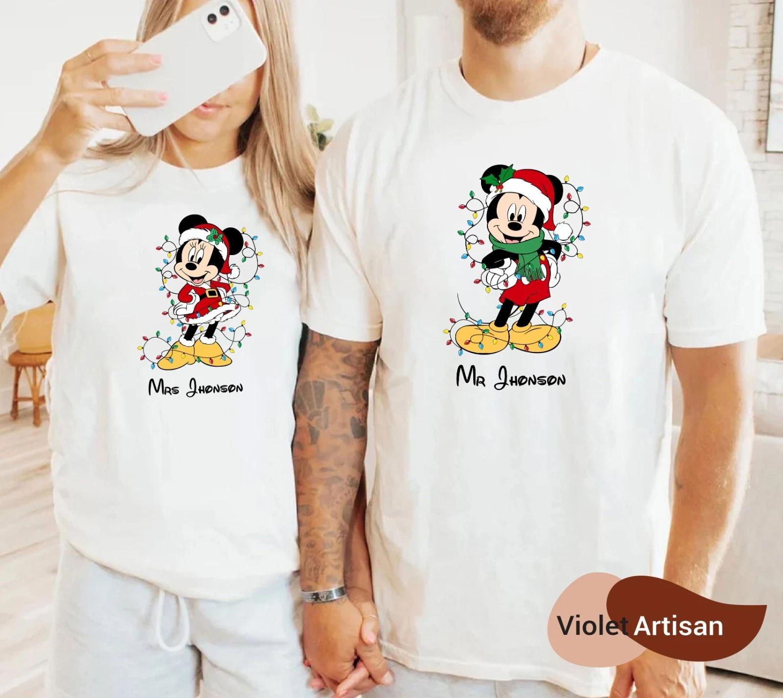 2025 Christmas unisex tshirt,Night before Christmas Family,Mickey and Minnie(CH) M