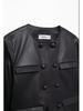 TAOP&ZA Women's Spring Faux Leather Jacket & Skirt Set with Pockets