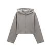 Berkeley Girl American Preppy Style Classy Gray Lazy Style Hooded Cardigan + Pleated Two-Piece Overskirt Suit