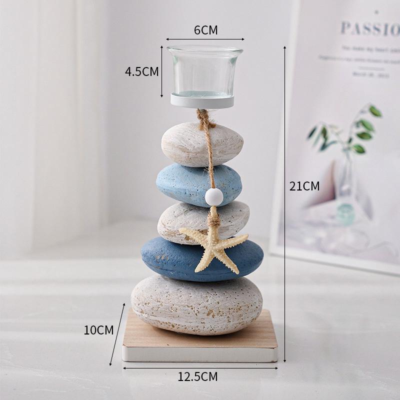 

Creative Mediterranean-style Stone Candlestick Decorative Items, Handicrafts, Wooden Starfish Display, Table Decoration, Gifts