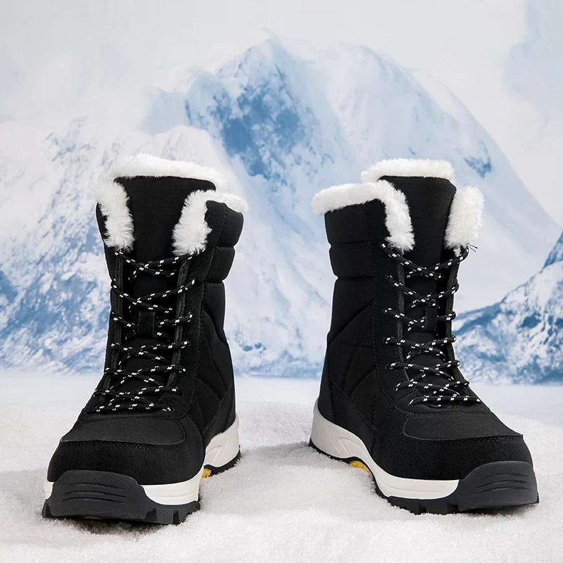 Women's Fashion High-top Snow Boots, Plus Velvet Warm Waterproof Platform Shoes, Comfortable Non-slip Outdoor Cotton Sports Boots
