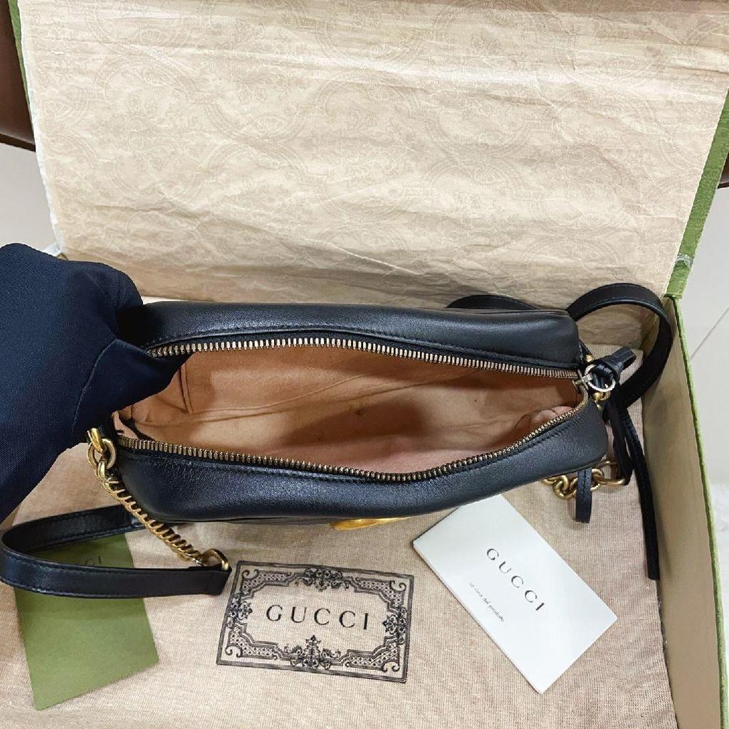 [Pre-Owned] Gucci GG Marmont Small Matelassé Shoulder Bag 'Black' - Excellent #14YGZT9