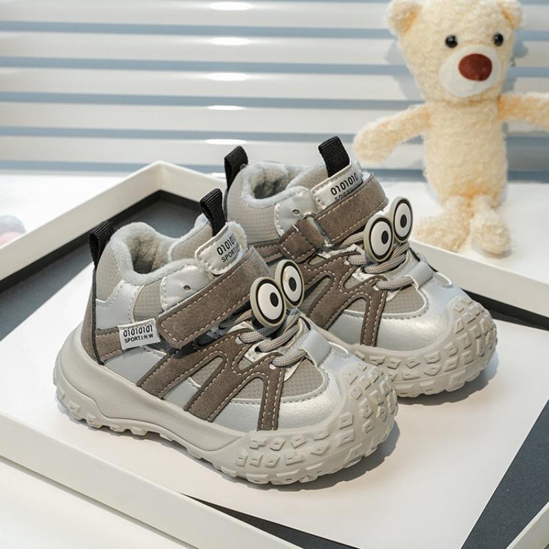Kids Winter Fleece Lined Non Slip Soft Sole Toddler First Walking Sports Sneakers