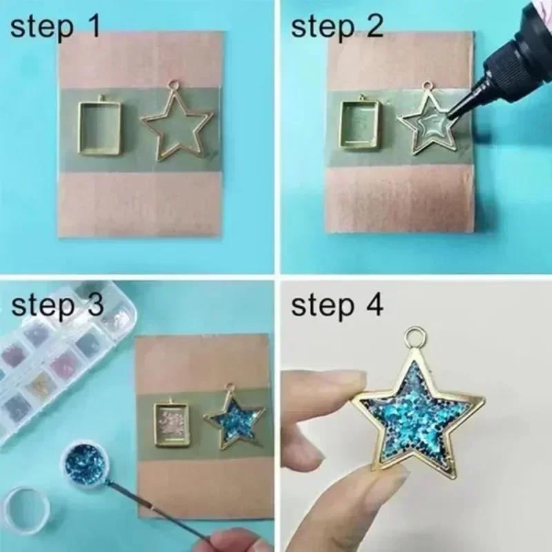 10Pcs/set  Pcs Alloy Resin Mold Hollow Pressed Flower Frame Connectors Charms DIY Necklace Pendant Jewelry Making Set