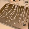 Baroque Pearl Necklace Women's Niche Light Luxury Versatile Love Beaded Collarbone Chain Temperament Pendant Wind