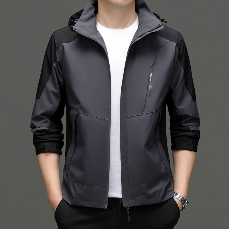 Мужская куртка весна-осень новый стиль повседневная куртка с капюшоном для молодежи — фото 3