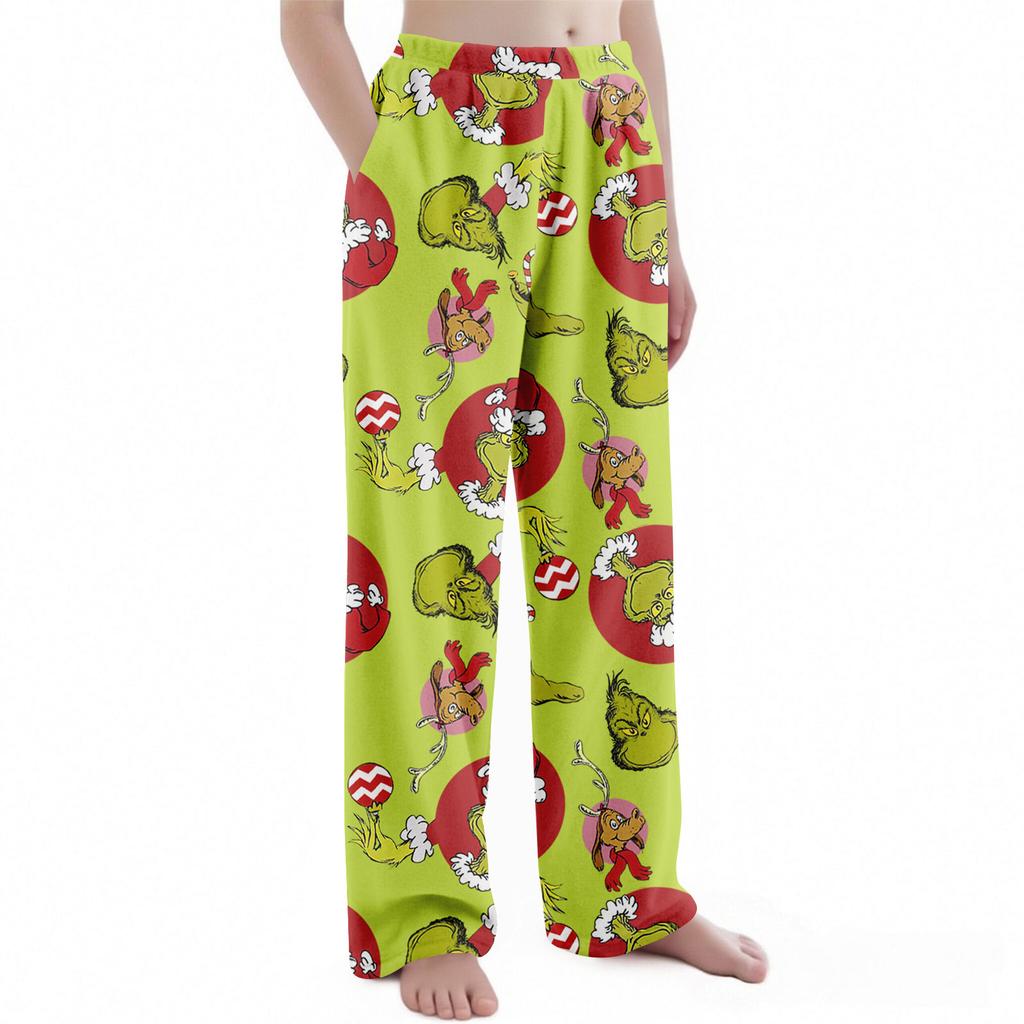 Dětské vánoční kalhoty s potiskem plyšové ležérní kalhoty