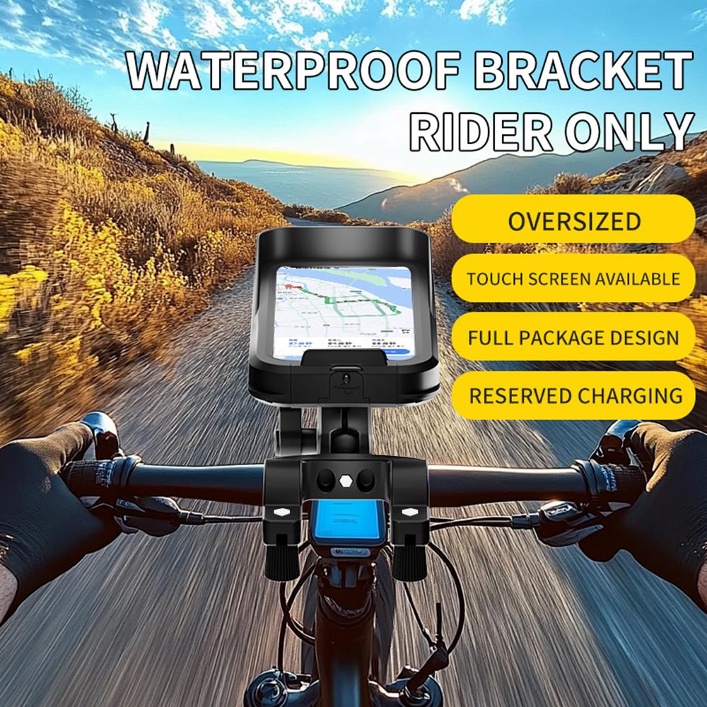 Bicycle Cell Phone Waterproof and Anti-fog Cell Phone Navigation Holder 360 Degree Rotation (Double Tube, Only for Bicycle)